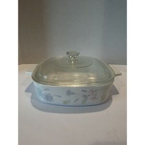 Rare Corning Ware Pastel Bouquet 1 Liter Casserole Dish W/ Pyrex Lid. Vintage